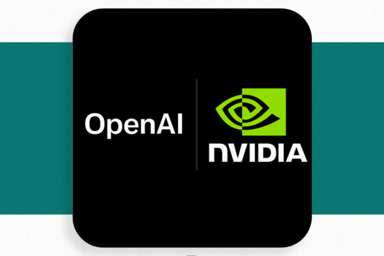 تصویر لوگو شرکت Nvidia کنار اسم شرکت OpenAI که راجب سرمایه گذاری شرکت Nvidia در شرکت OpenAI هست